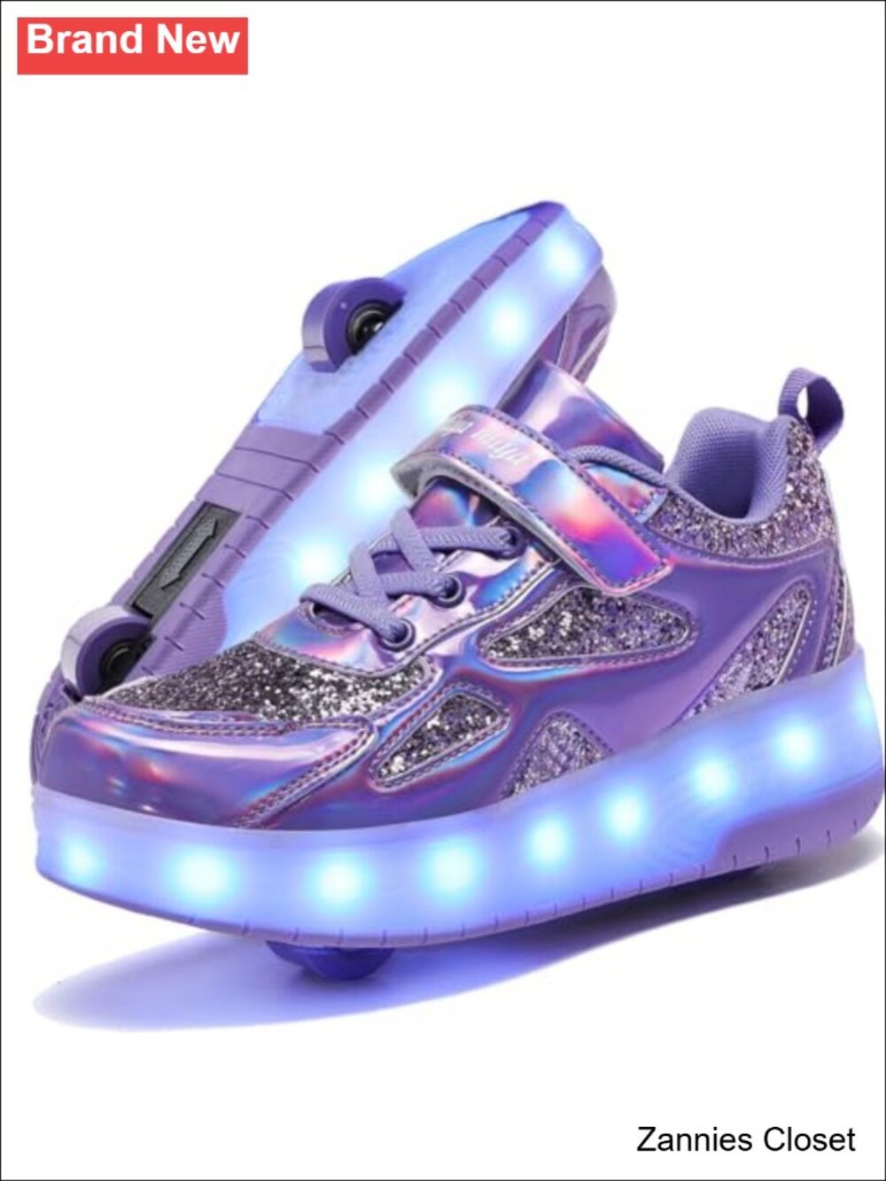 ✨ Girls Light-Up Roller Shoes Wheels Sneakers USB Rechargeable LED
